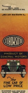 1928 Oldsmobile Motor Works Match Book Cover Presentation for Dealership Co-operative Advertising Program