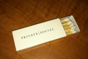 The restaurant Private Social's match box 